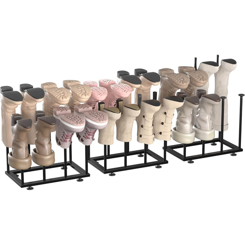 Free Standing Shoe Rack Organizer, Black Metal Tall Boot Holder,Fits 12 Pairs