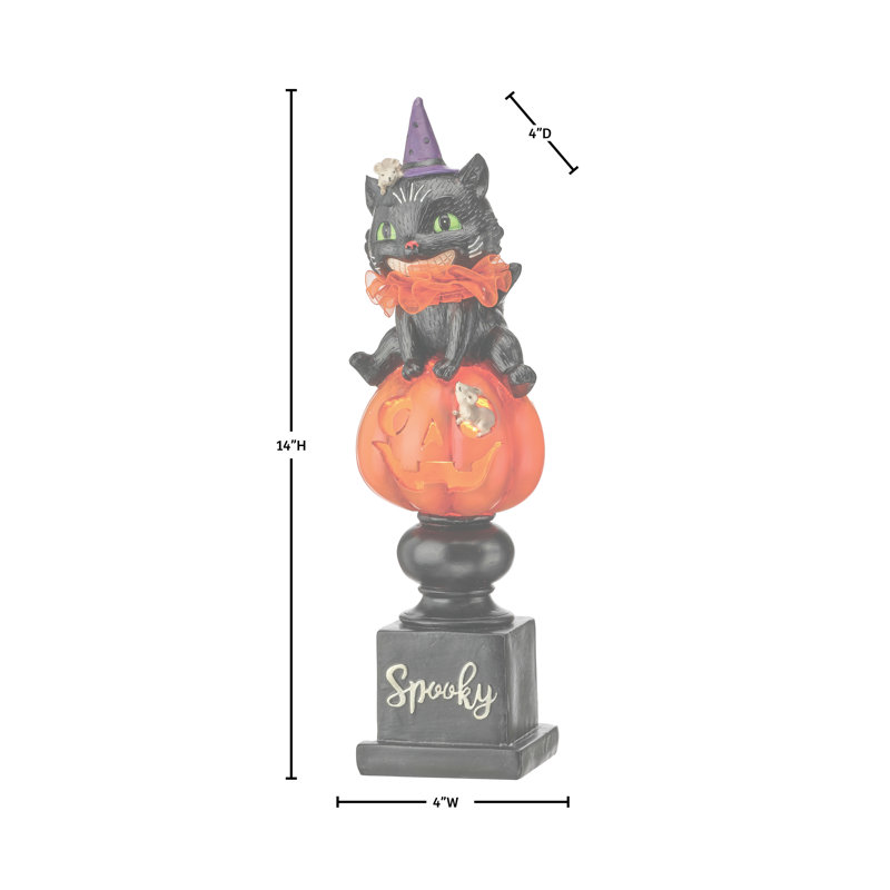 14" LED  Resin Cat Pumpkin Stack