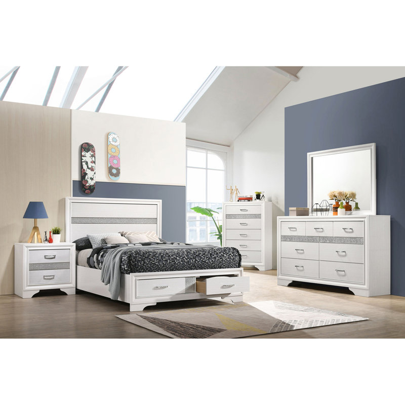 Lit à panneaux avec rangement Urbana, Complète, Blanc