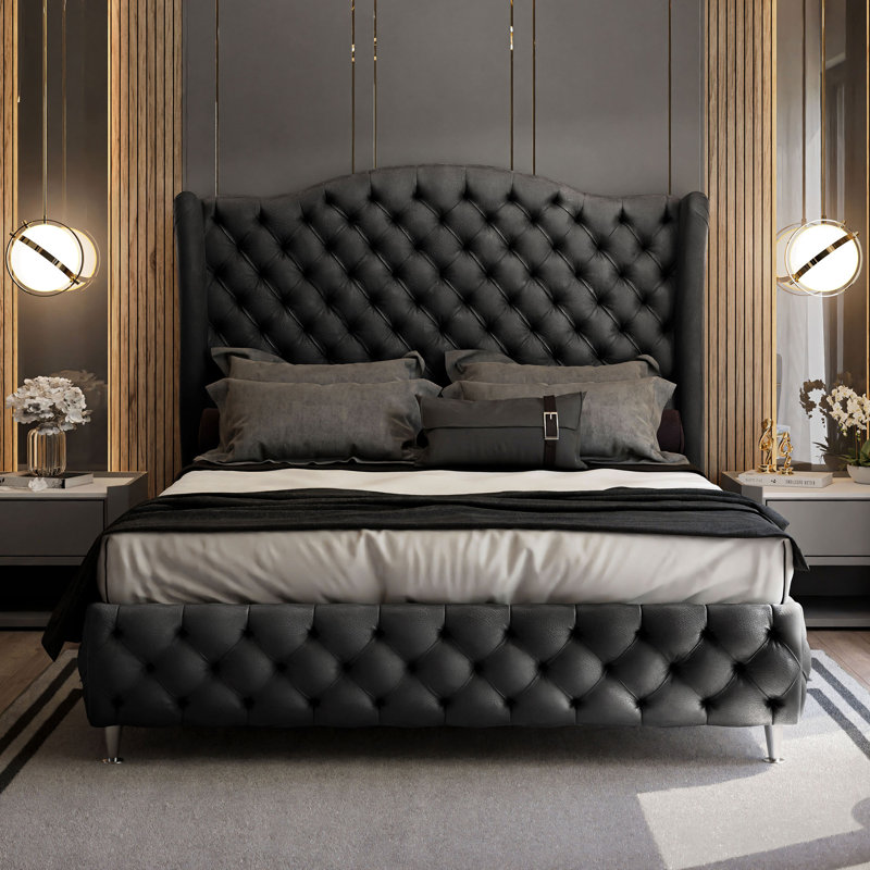 Blaile Upholstered Bed, Black, Super King