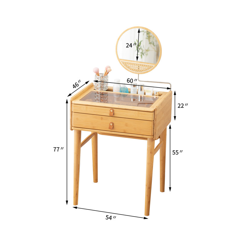 Coiffeuse en bois avec miroir