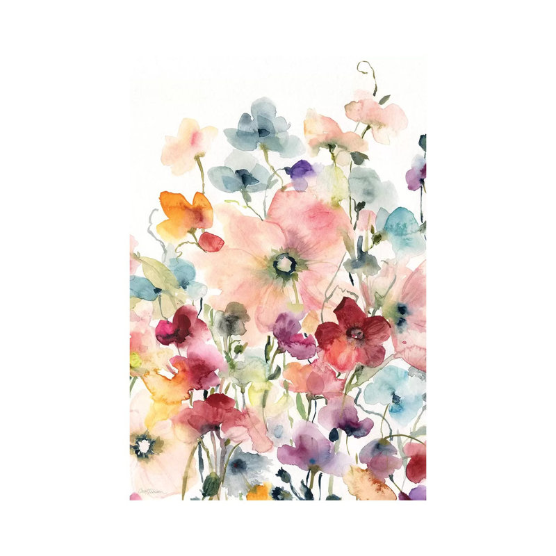 Poppies and Sweetpeas par Carol Robinson - reproduction, H 40 po x l 26 po x P 1,5 po, Toile tendue, Pas de tapis