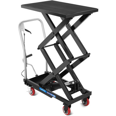 330 LBS Manual Hydraulic Lift Table Cart, 50 in Lifting Height Double Scissor Cart with Non-Slip Pad