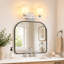 Applique murale de meuble-lavabo 2 lumières avec abat-jour en verre givré nervuré, nickel brossé-1695615536-1697578692