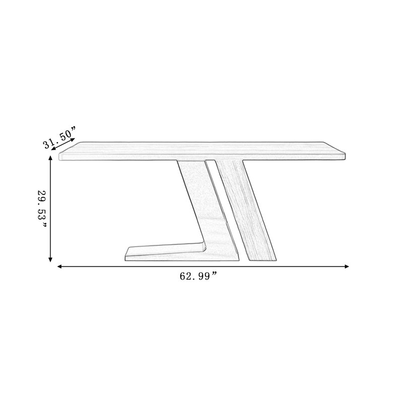 Table de salle à manger rectangulaire, H 29,53 po x L 62,99 po x l 31,50 po 