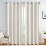 Soft Faux Linen Curtains Room Darkening Grommet Curtains for Living Room, Noise Reduction Light Filtering Curtains 96 Inches Long 2 Panels
