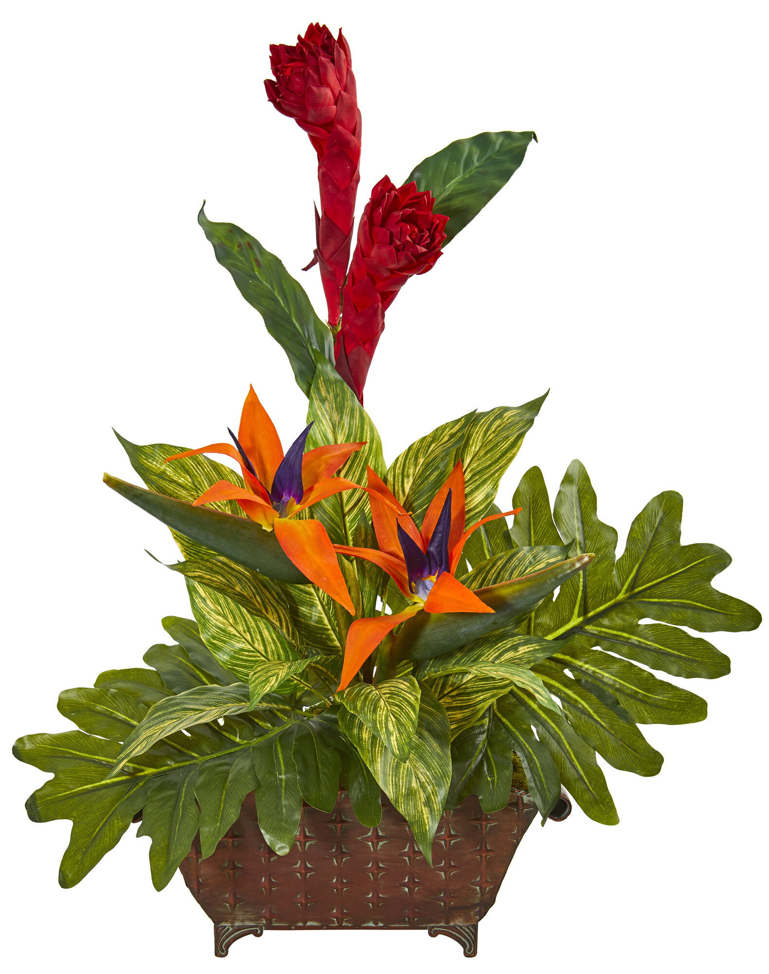 Bayou Breeze Artificial Bird of Paradise and Greens Mixed Floral ...