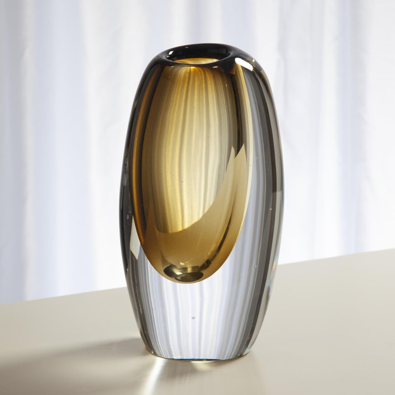 Offset Vase-Moss Green-Lg, 10.5" H x 6" W x 4.5" D
