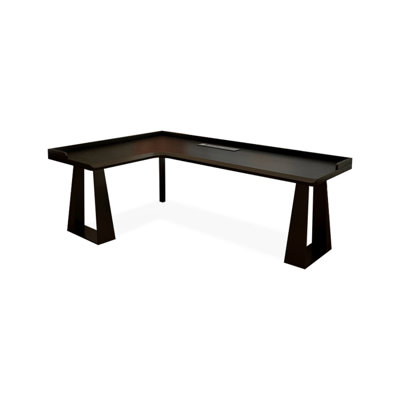 Black L-Shaped Solid Wood + Iron desk