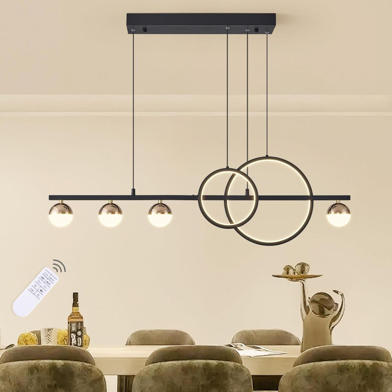 Modern Chandeliers For Dining Room Dimmable LED Chandelier Linear Pendant Light For Kitchen Island Globe Haning Pendant Chandelier Lighitng With Remote