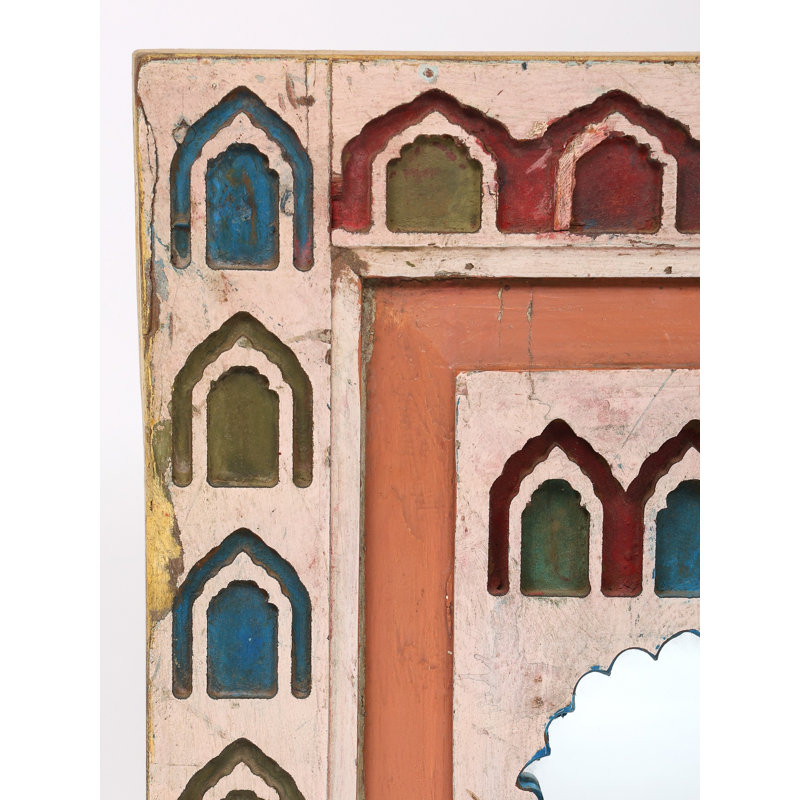  Décoration murale 24 po en bois peinte à la main Jharokha, cadre de fenêtre indien traditionnel