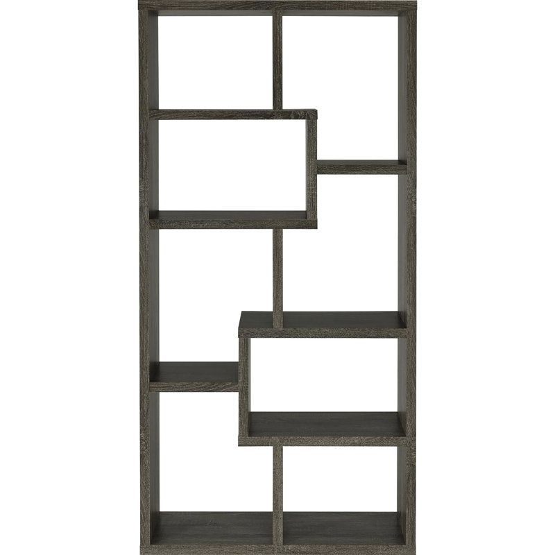 Bibliothèque à 8 tablettes en gris patiné - élégante et fonctionnelle pour les bibliothèques et les espaces de vie modernes