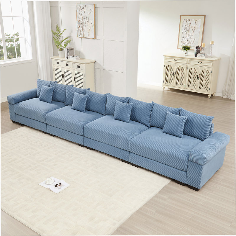Canapé modulaire surdimensionné de 170 po Cloud, Velours côtelé bleu