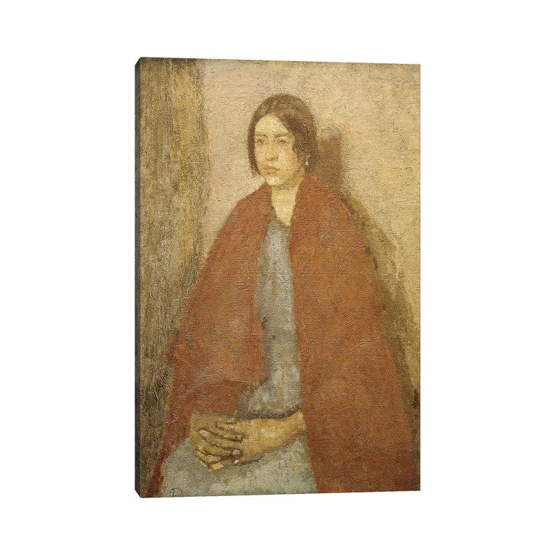 Young Woman In A Red Shawl, by Gwen John - Gallery-Wrapped Canvas Giclée on Canvas, 30.48 cm H x 45.72 cm W, Wrapped Canvas