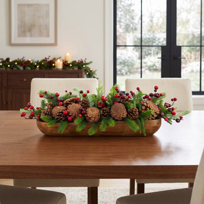 Centre de table Holiday en pot de fleurs en bois