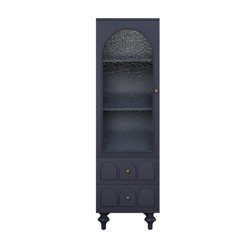 Vitrine de rangement 62,99 "avec porte en verre trempé, Bleu très foncé