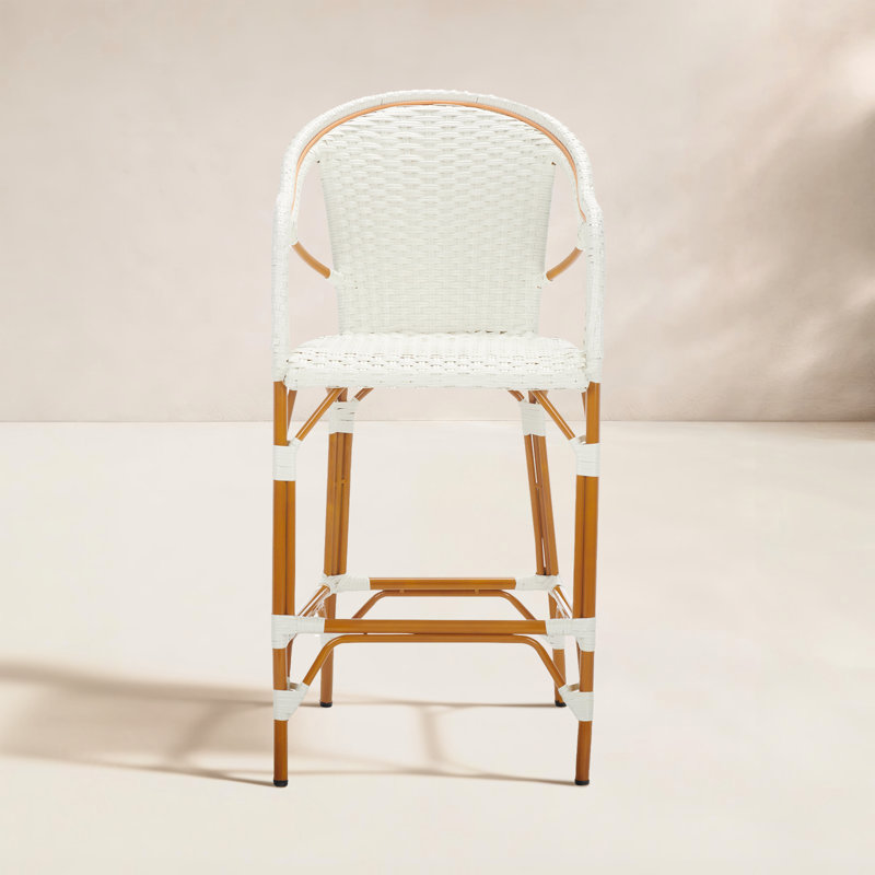Tabouret de bar Popplewell, Blanc, 29.5" H x 22.5" W x 25.5" D