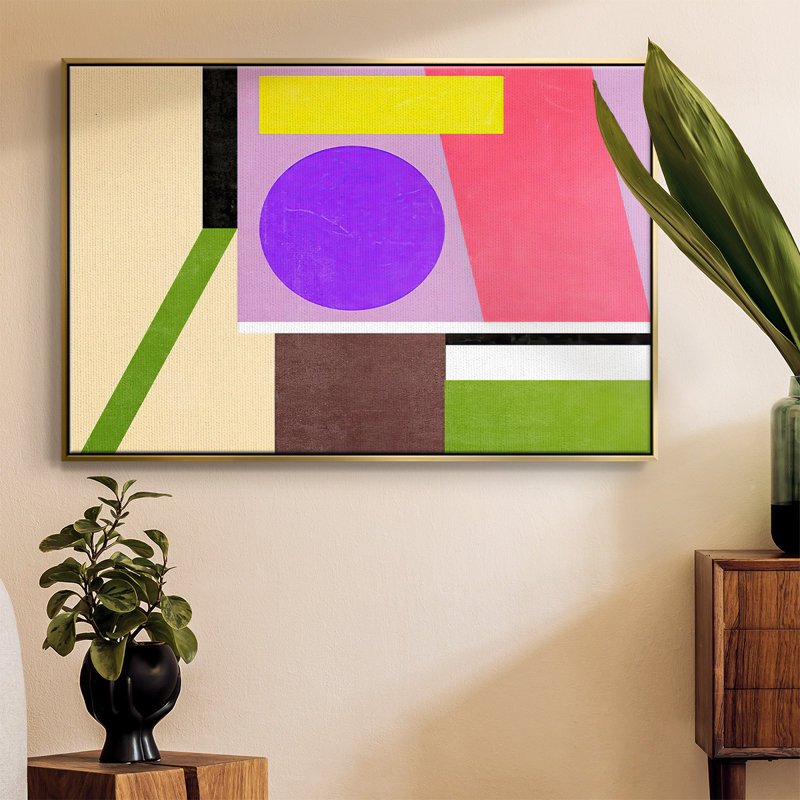 Composition de couleur II, H 27 po x l 41 po x P 2 po, Toile avec cadre doré, Pas de tapis