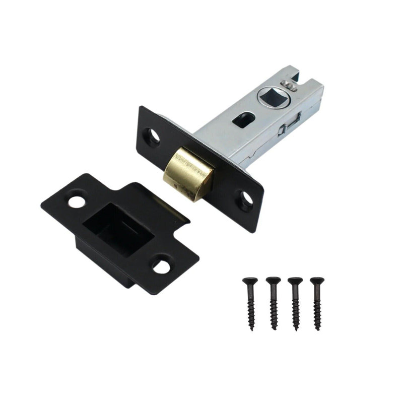  5 Sets Door Ball Bearing Hinges 3" in Black and Tubular Latch with Plate and Fixings