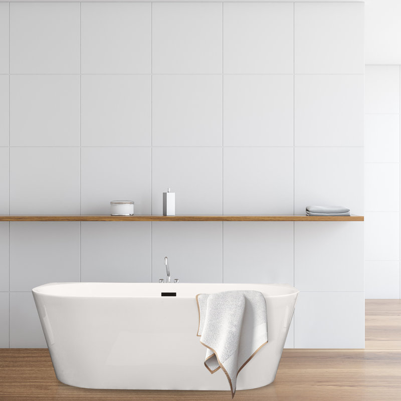 Satchi 67'' x 31.5'' Soaking Acrylic Bathtub, White/Matte Black