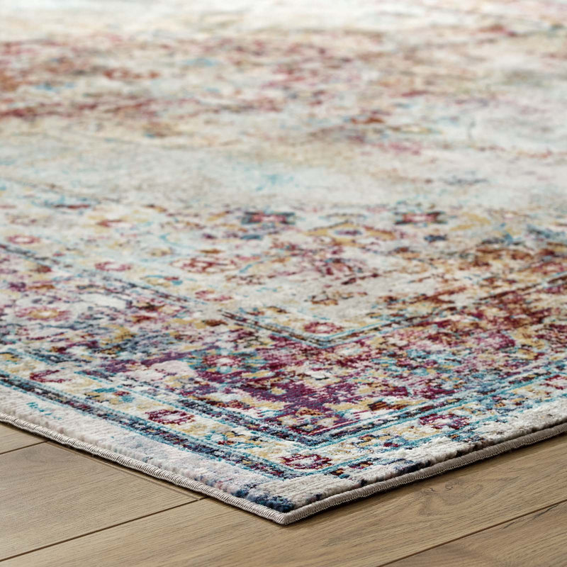 Multicolor Synthetic Persian Medallion 4' x 6' Area Rug