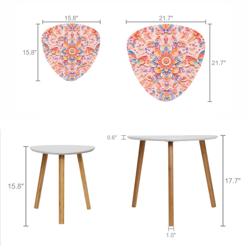 Ensemble de 2 tables basses gigognes Triangle Butterfly Mandala