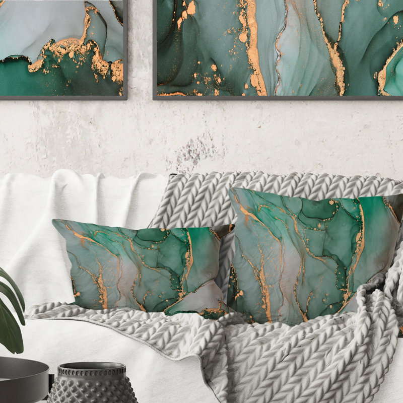 Coussin 12 "x 20" Turquoise and Grey