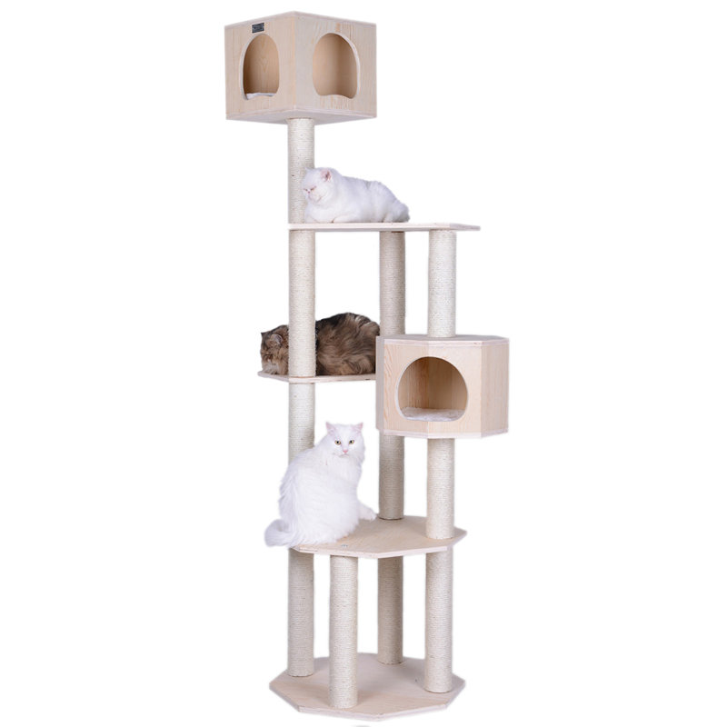 85'' Natural Scots Pine and Sisal Cat Tree with Playhouses