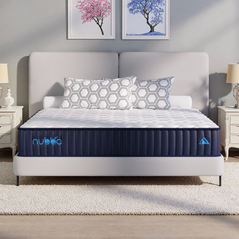 Grand matelas hybride 12 pouces de qualité supérieure - mi-ferme avec mousse à mémoire de forme rafraîchissante et ressorts ensachés pour un confort de sommeil équilibré