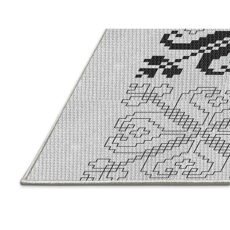 Tapis décoratif damassé noir, Rectangle 7 pi x 10 pi