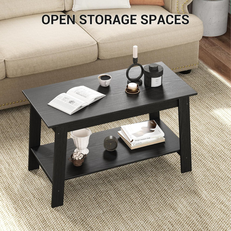 31.5 Inch Coffee Table with 2-Tier Storage, Modern Industrial Rectangular Living Room Table, Compact MDF & Particle Board Build, Durable & Easy Assembly, Ideal for Apartments & Offices