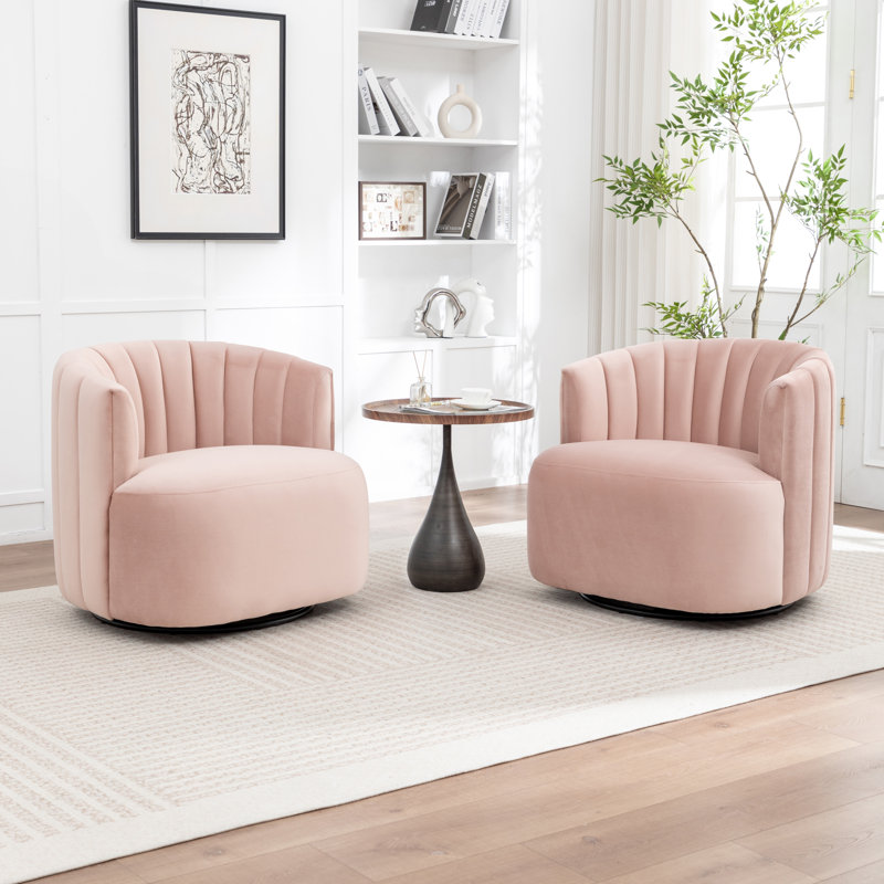 Fauteuil demi-tonneau pivotant Stanford, Rose