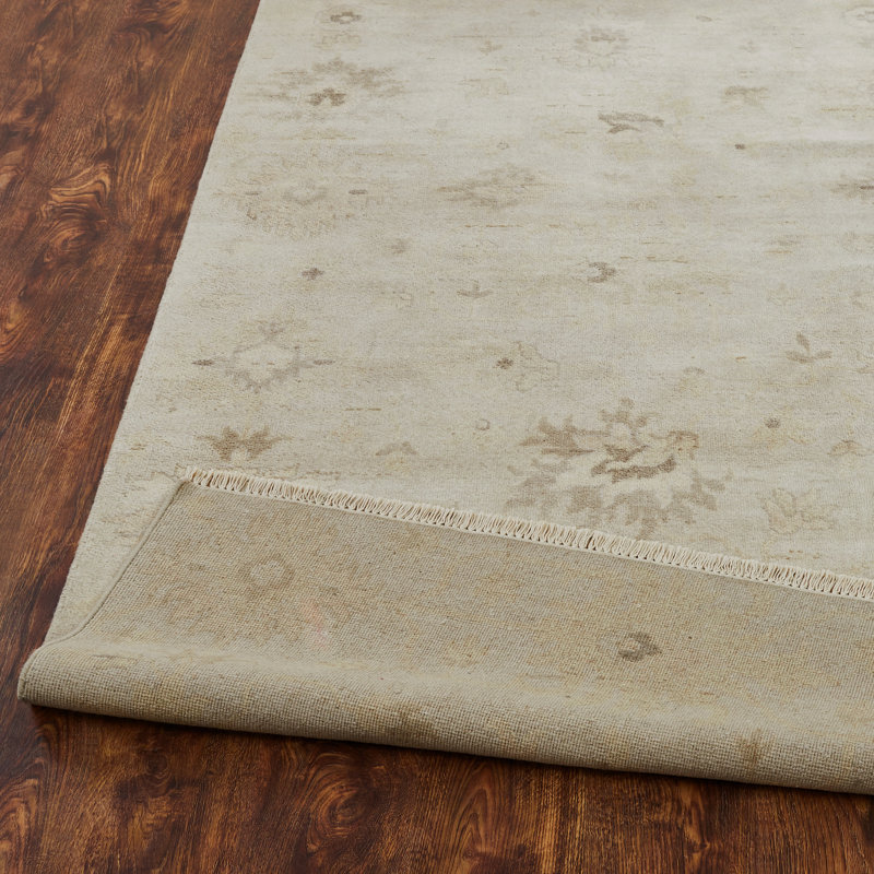 Wool Oriental Area Rug in Beige, Rectangle 3' x 5'