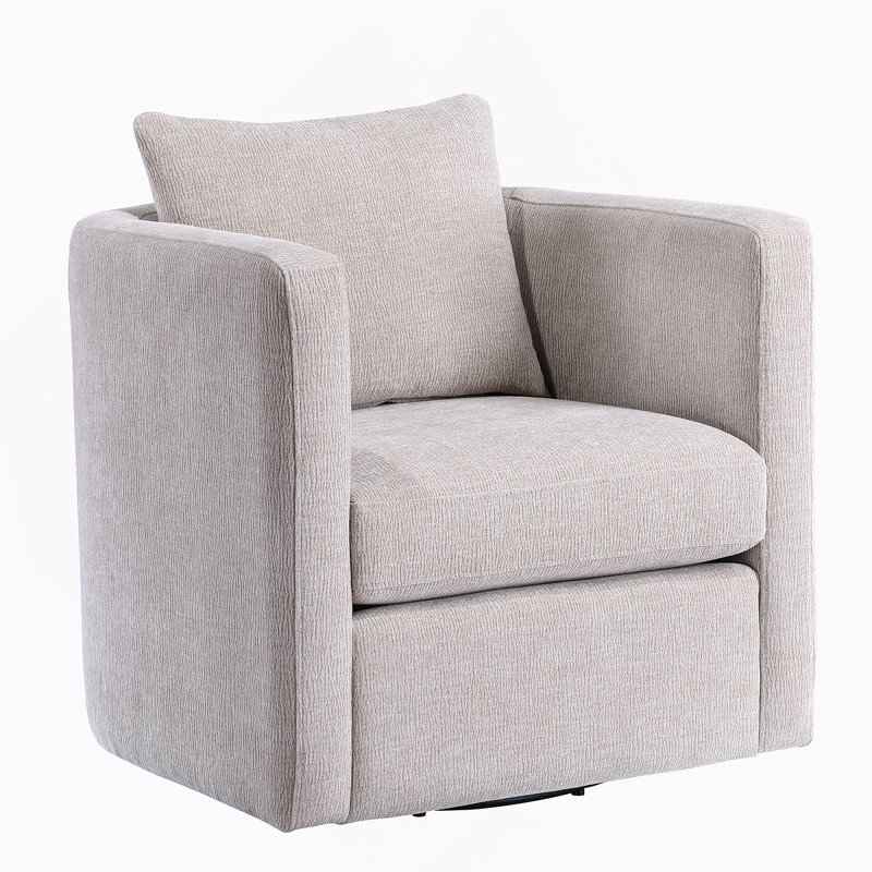 Fauteuil demi-tonneau pivotant en lin, Beige