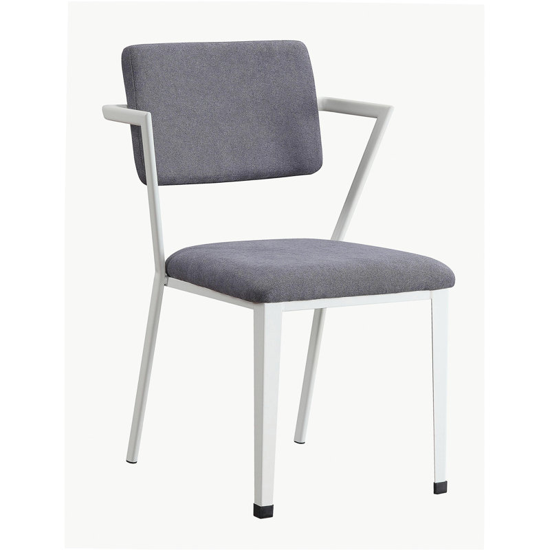 Chaise de bureau en tissu gris cargaison et finition blanche, Blanc