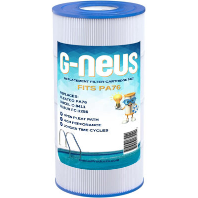 Filtre pour piscine et spa G-NEUS | Remplace CX760RE, C751, Clearwater II 75, Pro Clean 75, PA76, Unicel C-8411, FC-1255 | Couverture de 75 pieds carrés | Cartouche de remplacement haute performance, paquet de 1