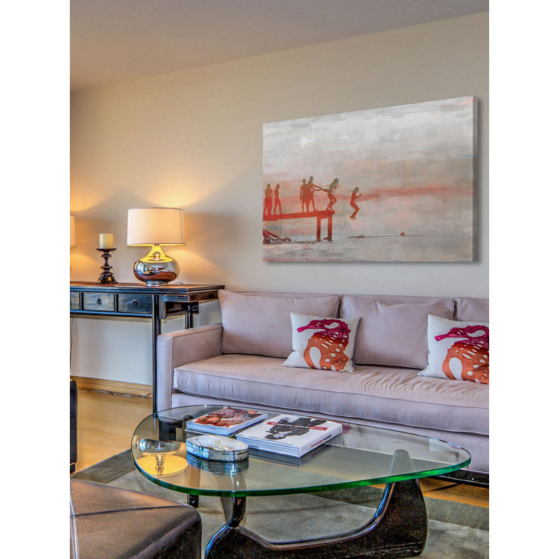 «Jump in Lake» par Parvez Taj - peinture sur toile tendue, H 24 po x l 36 po x P 1,5 po