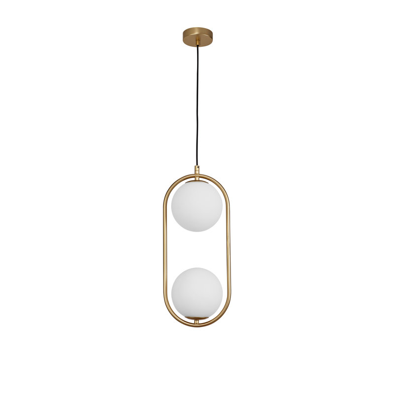 2 - Light Brass Gold Sphere Pendant