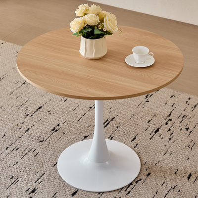 Table de salle à manger ronde 23,6 "pour 2 à 4 tulipes modernes avec base en métal et pied de tulipe noir pour cuisine
