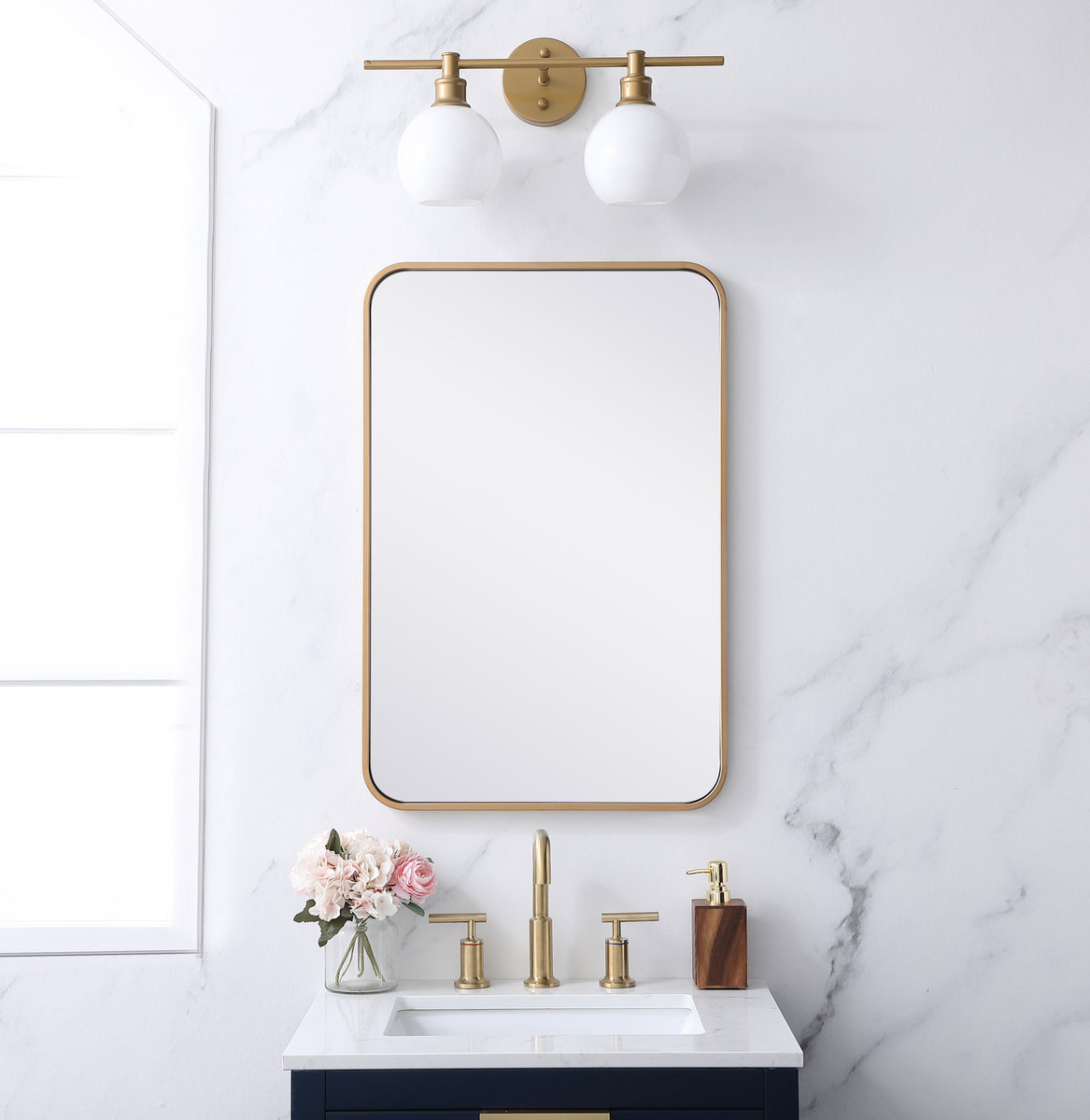 Sabine Accent Mirror, Brass, 30" x 20"