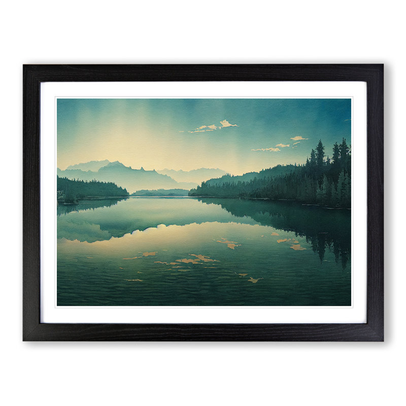 Mountain Lake Watercolour Vol.1 - Framed Print, Black Framed, 25cm H x 34cm W x 2cm D