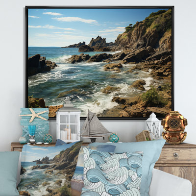 Rocky Beach Rocky Coastline I - Nautical & Beach Canvas Art Print