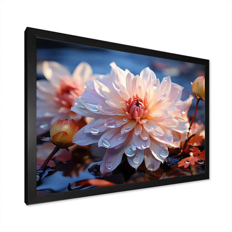 Ponk Dahlia Elegance - Imprimé, Cadre simple noir, H 34 po x l 44 po x P 1,5 po