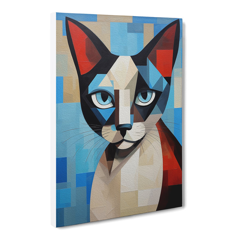 Siamese Cat Cubism No.2 - No Frame Print, 76cm H x 50cm W x 3cm D