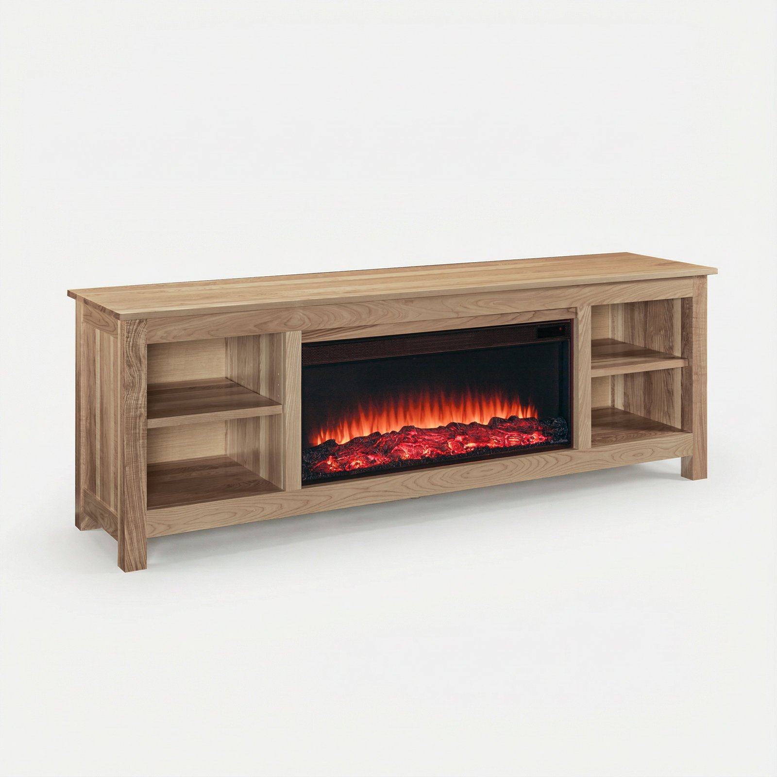 Charley 84" Electric Fireplace TV Stand, Caramel Ash