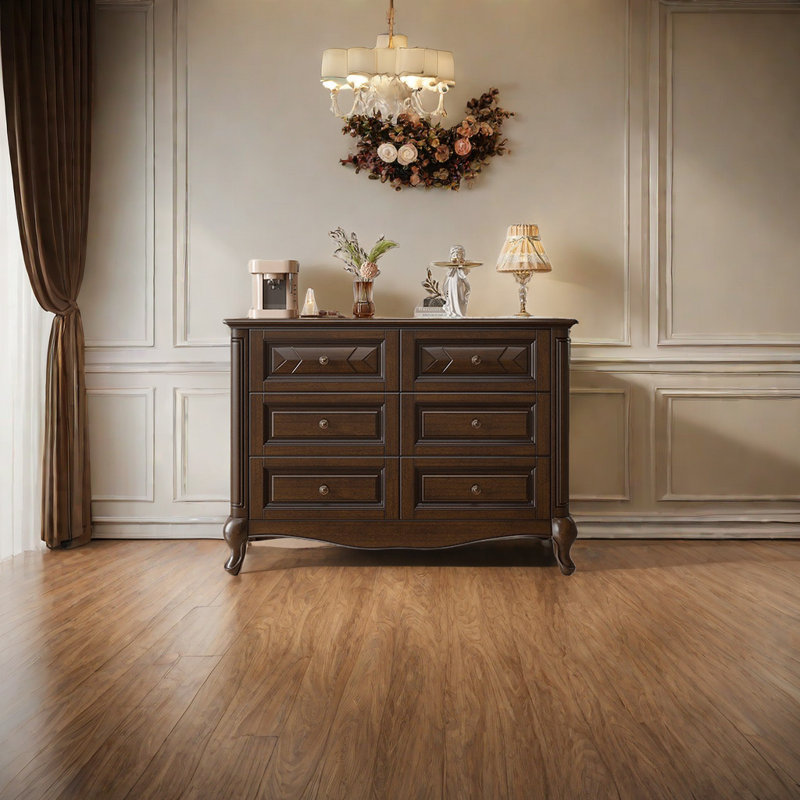 Commode d'appoint en bois massif Simple Simple, Brun foncé