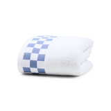 Bath Towel With French Blue Check Border