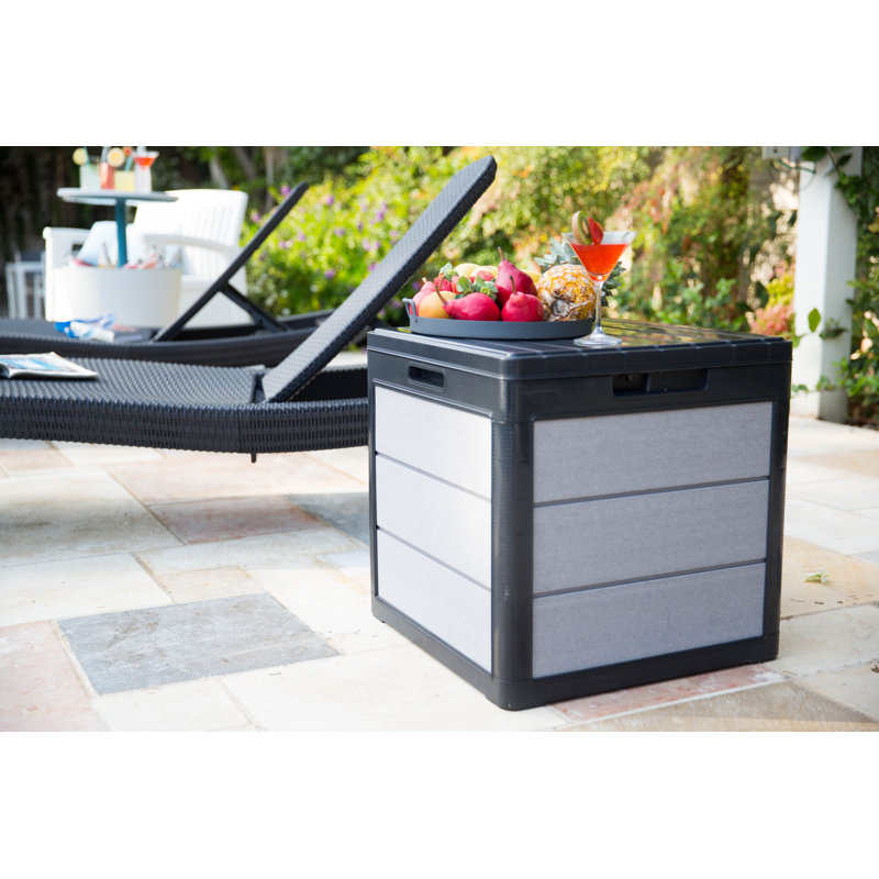 Keter 30 Gallon Gray and Black Lockable Resin Deck Box