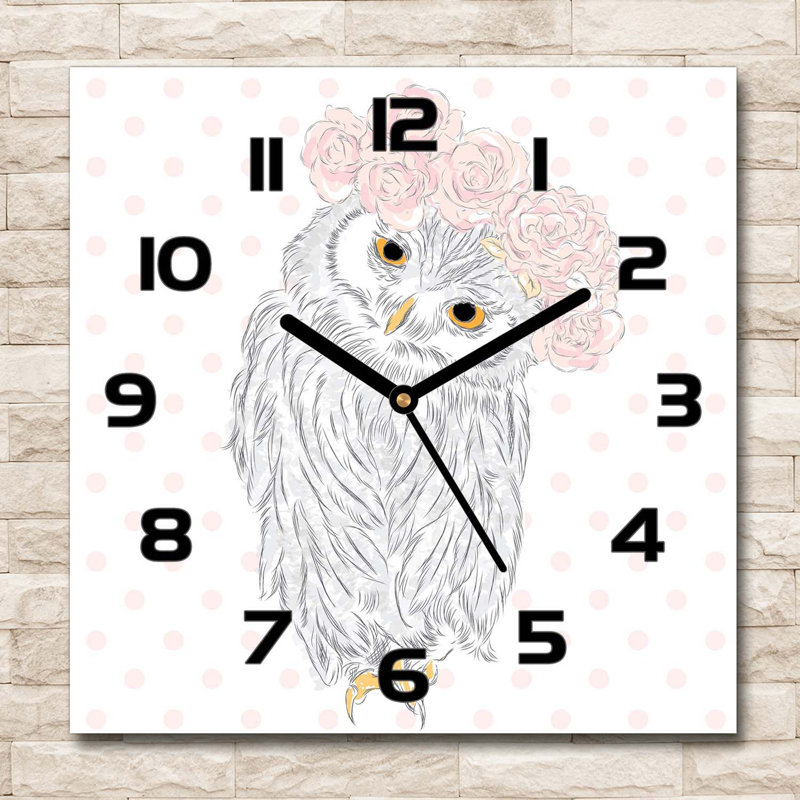 Ible Glass Wall Clock, Black/Grey/Pink