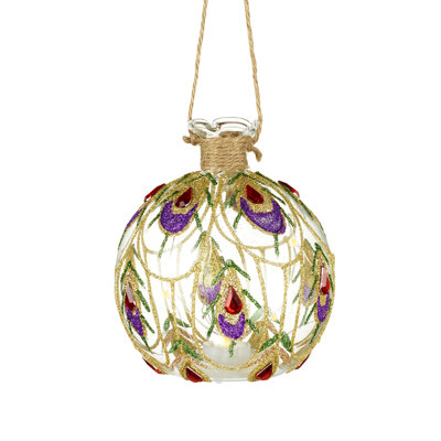 12cm Glass Lighted Ball Ornament